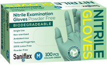 Load image into Gallery viewer, Saniflex Biodegradable Nitrile Gloves- Green 100 Pack (Carton of 10 boxes)