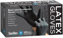 Load image into Gallery viewer, Saniflex Black Latex Examination Gloves, Powder Free, 100 Pack (Carton of 10 boxes)