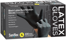 Load image into Gallery viewer, Saniflex Black Latex Examination Gloves, Powder Free, 100 Pack (Carton of 10 boxes)