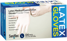 Load image into Gallery viewer, Saniflex Latex Examination Gloves, Powder Free, 100 Pack (Carton of 10 boxes)