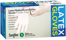 Load image into Gallery viewer, Saniflex Latex Examination Gloves, Powder Free, 100 Pack (Carton of 10 boxes)