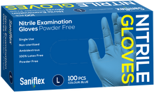 Load image into Gallery viewer, Saniflex Nitrile Gloves - Powder Free - Blue, 100 Pack (Carton of 10 boxes)