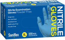 Load image into Gallery viewer, Saniflex Nitrile Gloves - Powder Free - Blue, 100 Pack (Carton of 10 boxes)