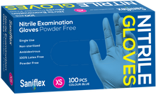 Load image into Gallery viewer, Saniflex Nitrile Gloves - Powder Free - Blue, 100 Pack (Carton of 10 boxes)