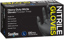Load image into Gallery viewer, Saniflex Heavy Duty Black Nitrile Gloves 100 Pack (Carton of 10 boxes)