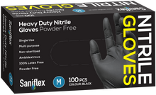 Load image into Gallery viewer, Saniflex Heavy Duty Black Nitrile Gloves 100 Pack (Carton of 10 boxes)