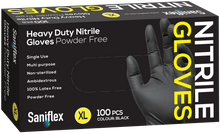 Load image into Gallery viewer, Saniflex Heavy Duty Black Nitrile Gloves 100 Pack (Carton of 10 boxes)
