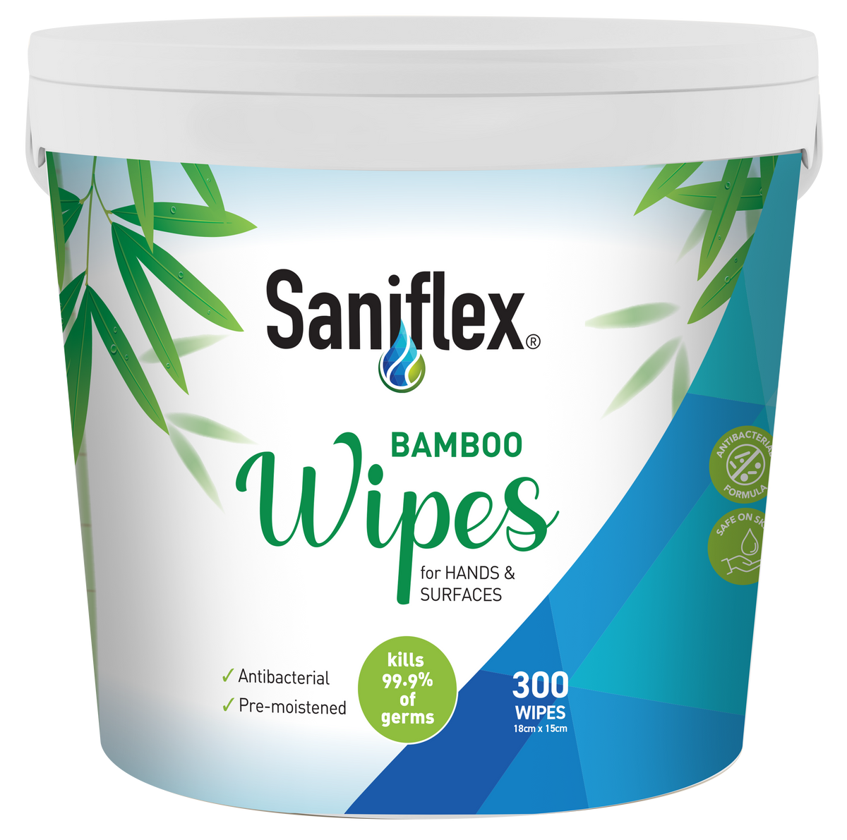 Bamboo Wipes for Hands & Surfaces 300 pack (Carton of 6 Buckets