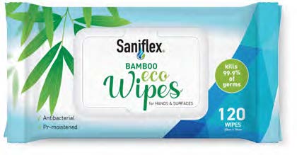 Bamboo Eco Wipes for Hands & Surfaces 120 Pack (Carton of 12 Packs)