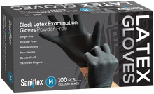 Load image into Gallery viewer, Saniflex Black Latex Examination Gloves, Powder Free, 100 Pack (Carton of 10 boxes)
