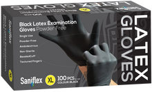 Load image into Gallery viewer, Saniflex Black Latex Examination Gloves, Powder Free, 100 Pack (Carton of 10 boxes)
