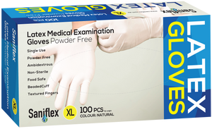 Saniflex Latex Examination Gloves, Powder Free, 100 Pack (Carton of 10 boxes)
