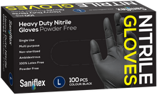 Load image into Gallery viewer, Saniflex heavy Duty Black Nitrile Gloves 100 Pack (Carton of 10 boxes)
