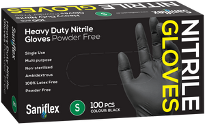 Saniflex heavy Duty Black Nitrile Gloves 100 Pack (Carton of 10 boxes)