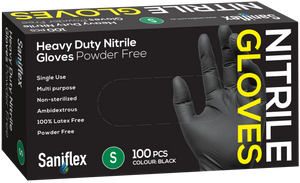 Saniflex Heavy Duty Black Nitrile Gloves 100 Pack (Carton of 10 boxes)