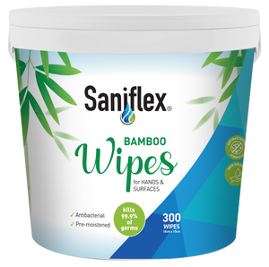 Bamboo Wipes for Hands & Surfaces- 300 pack (Carton of 6 Buckets)