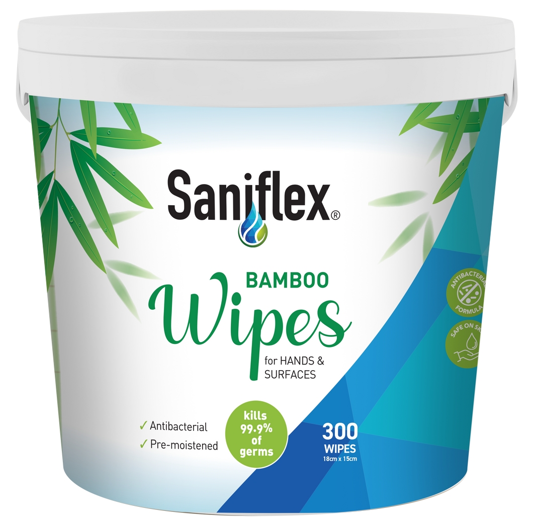 Bamboo Wipes for Hands & Surfaces- 300 pack (Carton of 6 Buckets)