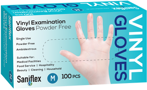 Disposable Vinyl Gloves, Powder Free - Clear - 100 Pack ( Carton of 10 boxes )