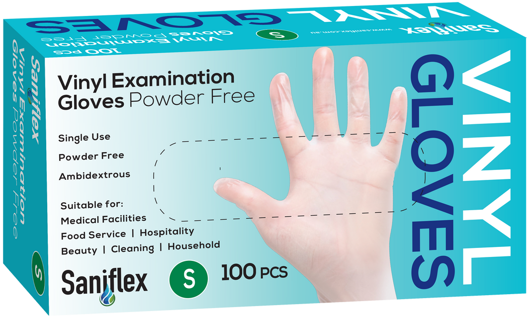 Disposable Vinyl Gloves, Powder Free - Clear - 100 Pack ( Carton of 10 boxes )