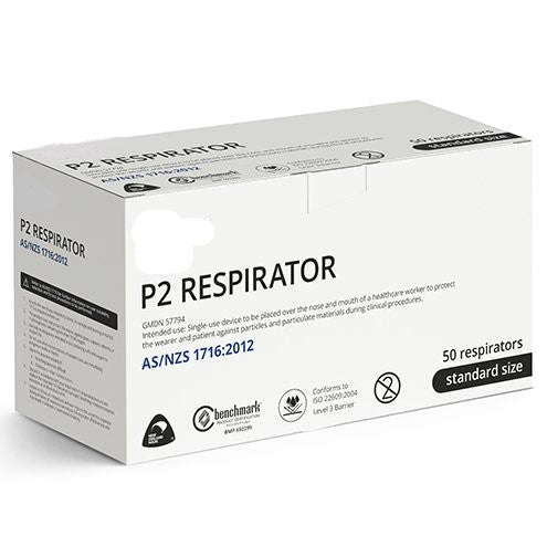 P2 Respirator, Duckbill Style -Standard Size 50 Pack