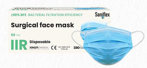 Saniflex Disposable Medical Mask Ear Loop Straps Class 1 Type IIR 50 Pack