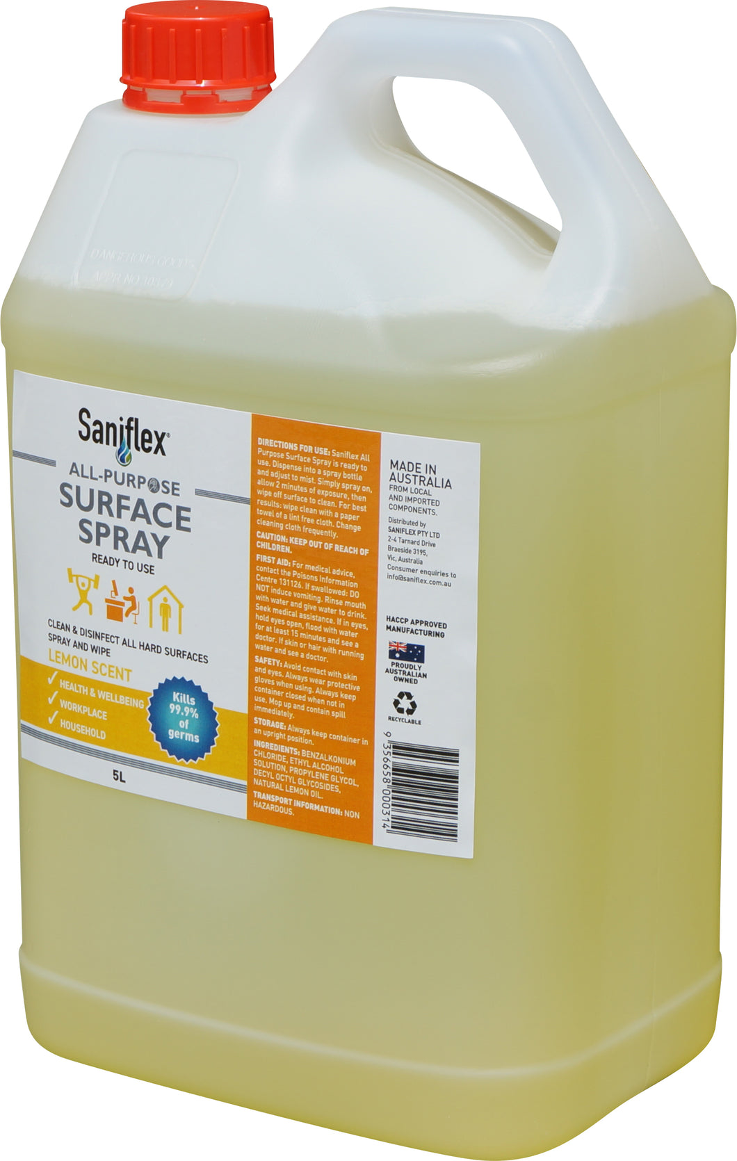 All Purpose Surface Spray Lemon Scent 5L Refill Bottle (Carton of 3)