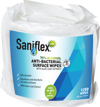 Load image into Gallery viewer, Saniflex 75% Alcohol Antibacterial Surface Wipes 1250 Bag (Carton of 2 Bags)
