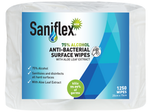 Load image into Gallery viewer, Saniflex 75% Alcohol Antibacterial Surface Wipes 1250 Bag (Carton of 2 Bags)
