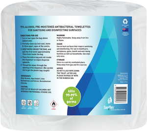 Saniflex 75% Alcohol Antibacterial Surface Wipes 820 Bag (Carton of 4 Bags)