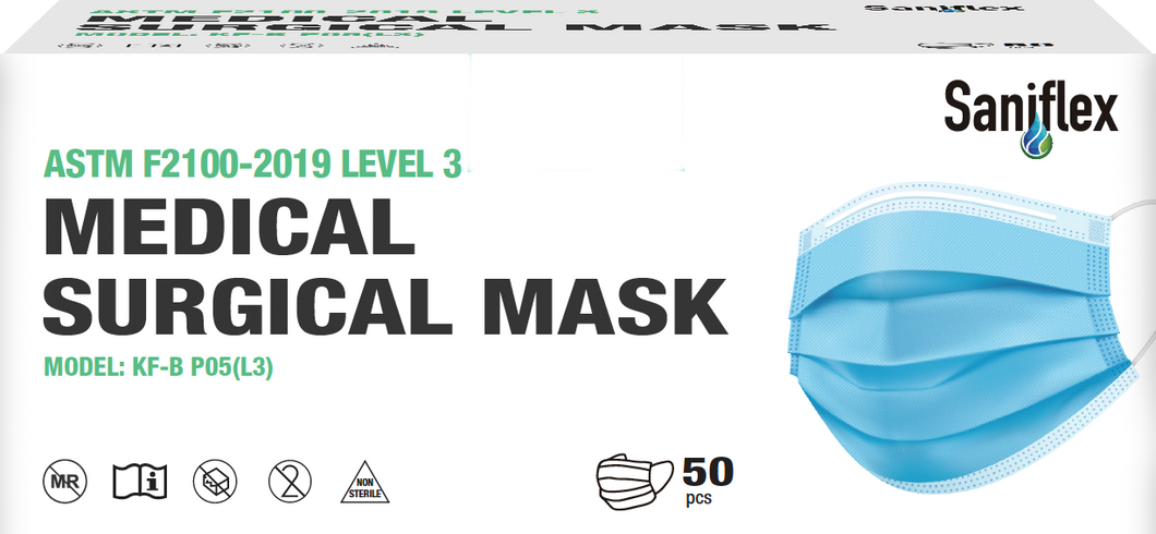 Disposable Medical Mask Ear Loop Straps Class 1 Level 3 50 Pack