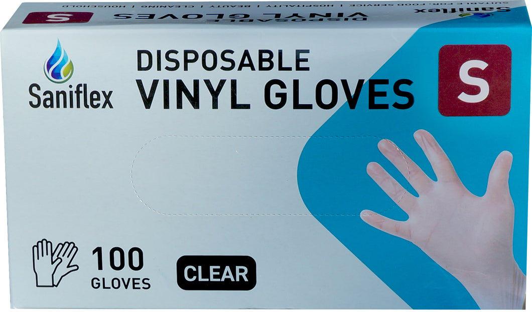 Disposable Vinyl Gloves, Powder Free - Clear - 100 Pack ( Carton of 10 boxes )
