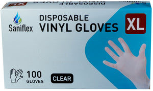 Disposable Vinyl Gloves, Powder Free - Clear - 100 Pack ( Carton of 10 boxes )