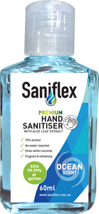 Saniflex Ocean Scent Rinse Free Hand Sanitiser 60ml FlipTop Bottle (Carton of 120 Bottles)